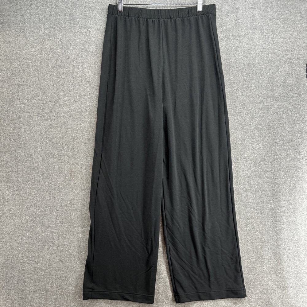 Banana Republic Womens Medium Black Wide Leg Trousers Pants Elastic Waist Casual